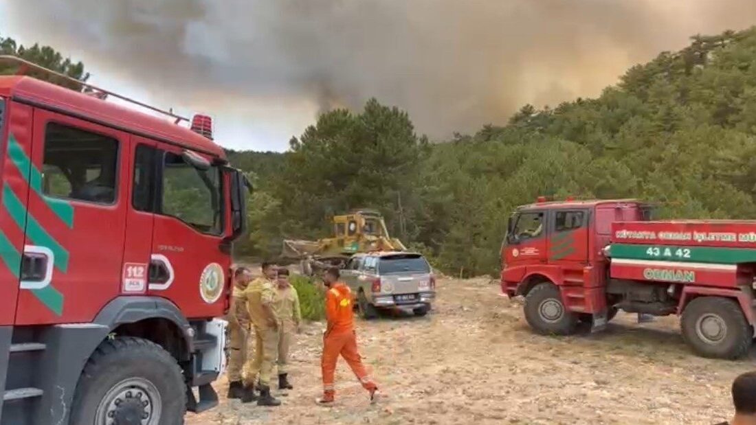 Eskişehir’in Seyitgazi ilçesinde çıkan orman yangınına müdahale eden ekibin içinde