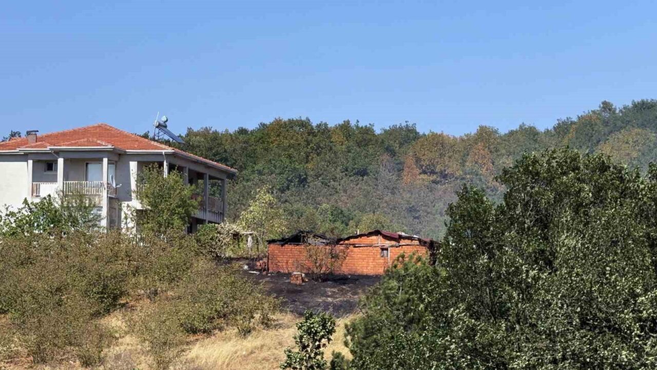 Düzce-Sakarya sınırında ormanlık alanda çıkan yangına havadan ve karadan müdahale