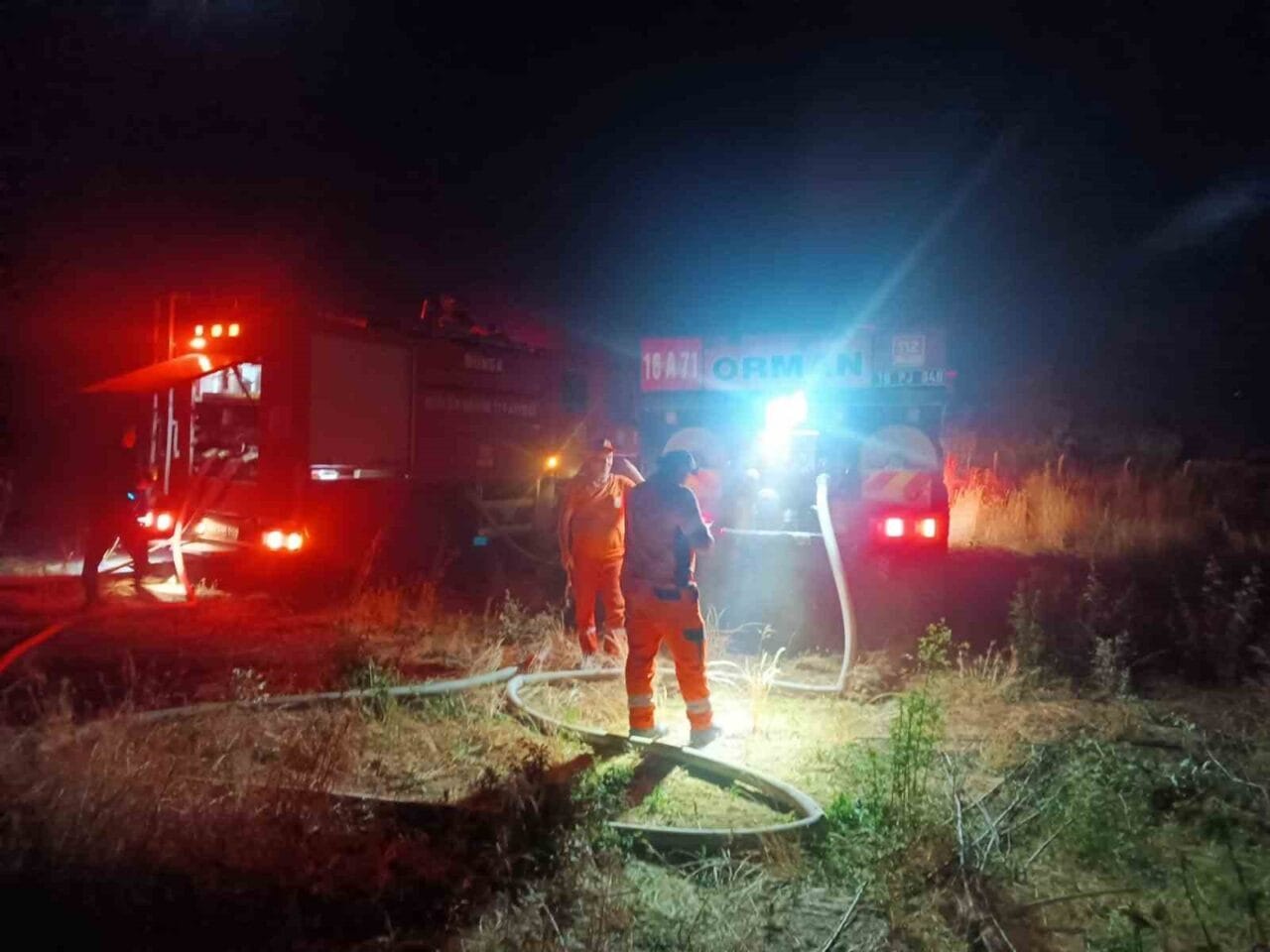 Bursa’nın İnegöl ilçesinde otluk alanda çıkan yangın ağaçlık alana sıçradı.
