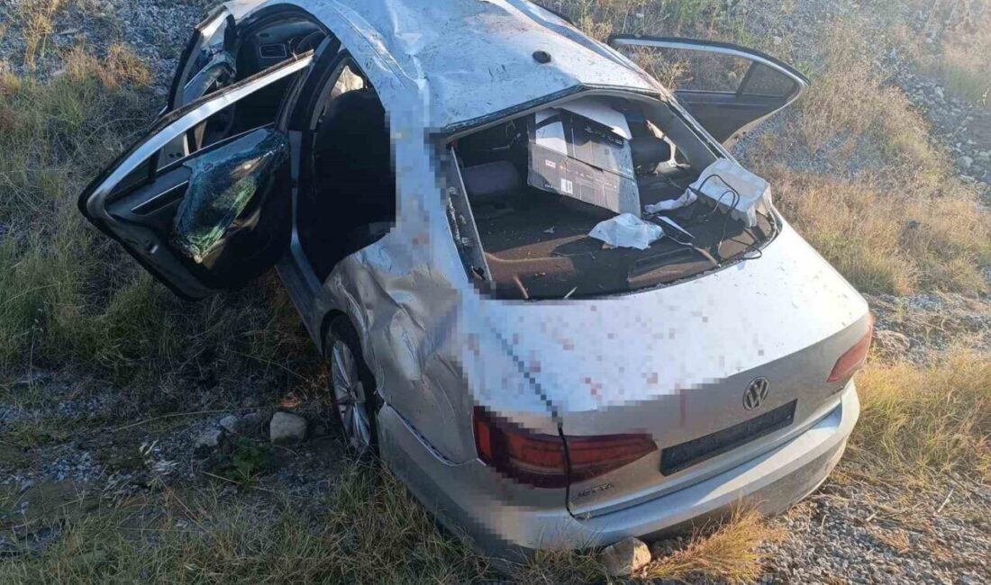 Manisa’nın Salihli ilçesinde sürücüsünün kontrolünden çıkan otomobilin zeytin bahçesine uçması