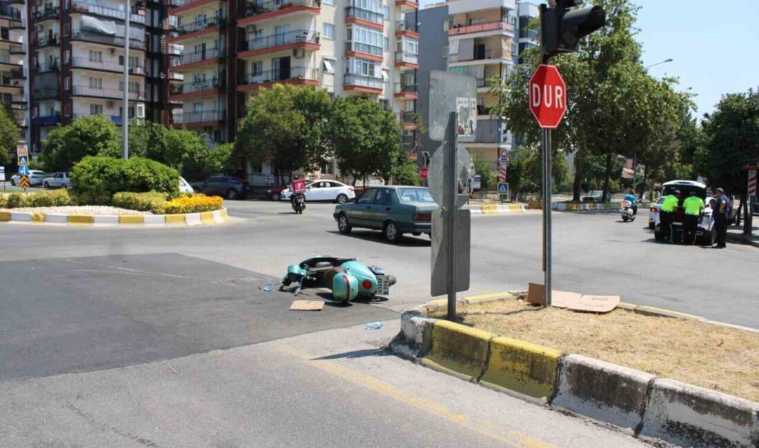 Aydın’ın Efeler ilçesinde kavşakta motosiklet ile otomobilin çarpışması sonucu meydana