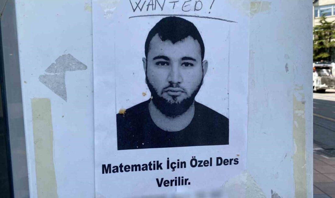 Eskişehir’de kent merkezindeki bir duvara fotoğraflı özel ders ilanı asıldı.