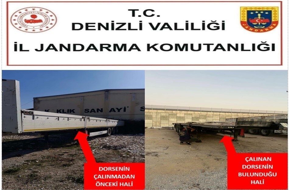 Denizli’nin Honaz ilçesinde park halindeki dorseyi çalan şahıslar hakkında yapılan
