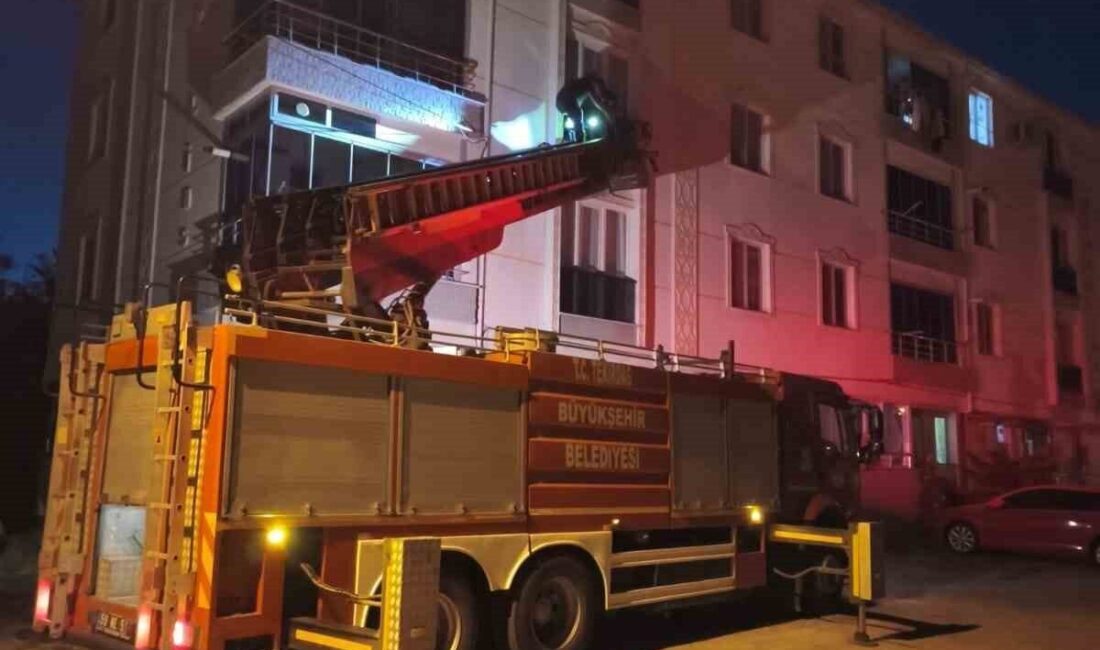 Tekirdağ’ın Muratlı ilçesinde bir evin penceresine sıkışan bir kuş, itfaiye