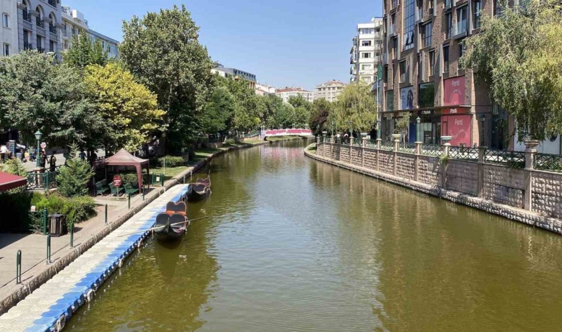 Eskişehir’in simgelerinden olan Porsuk Çayı’nın yeşile dönen rengi dikkat çekti.