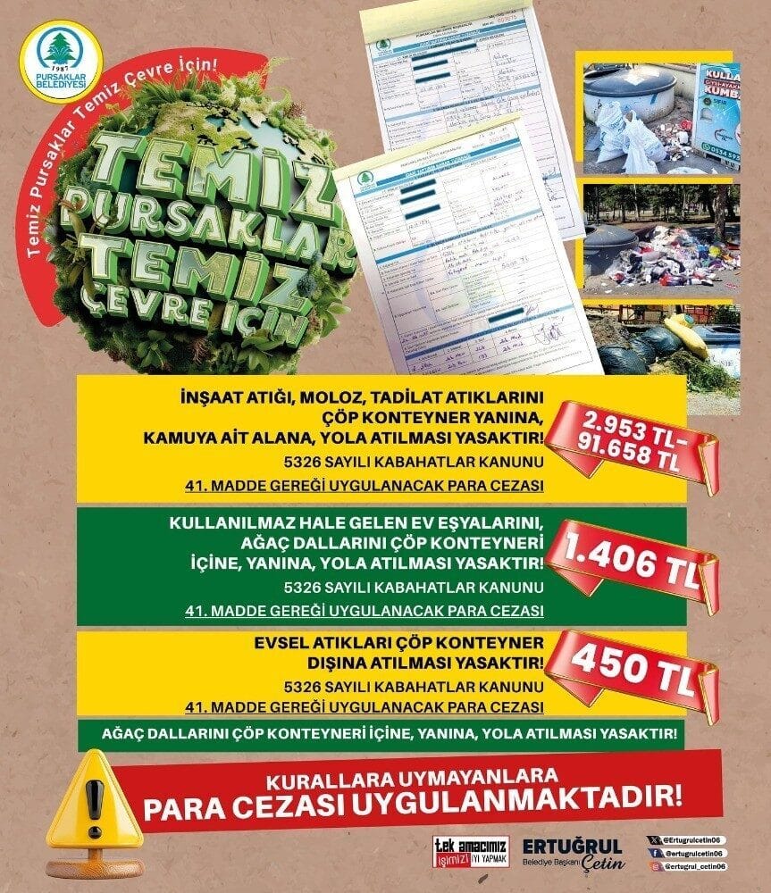 Pursaklar Belediyesi, çevre kirliliğini önlemek ve temizlik bilincini artırmak amacıyla