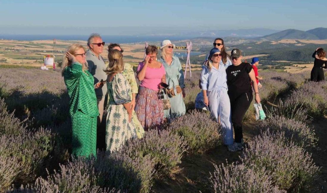 Tekirdağ’ın Süleymanpaşa ilçesindeki mor lavanta tarlaları, Rusya’dan gelen turistlerin ilgisini