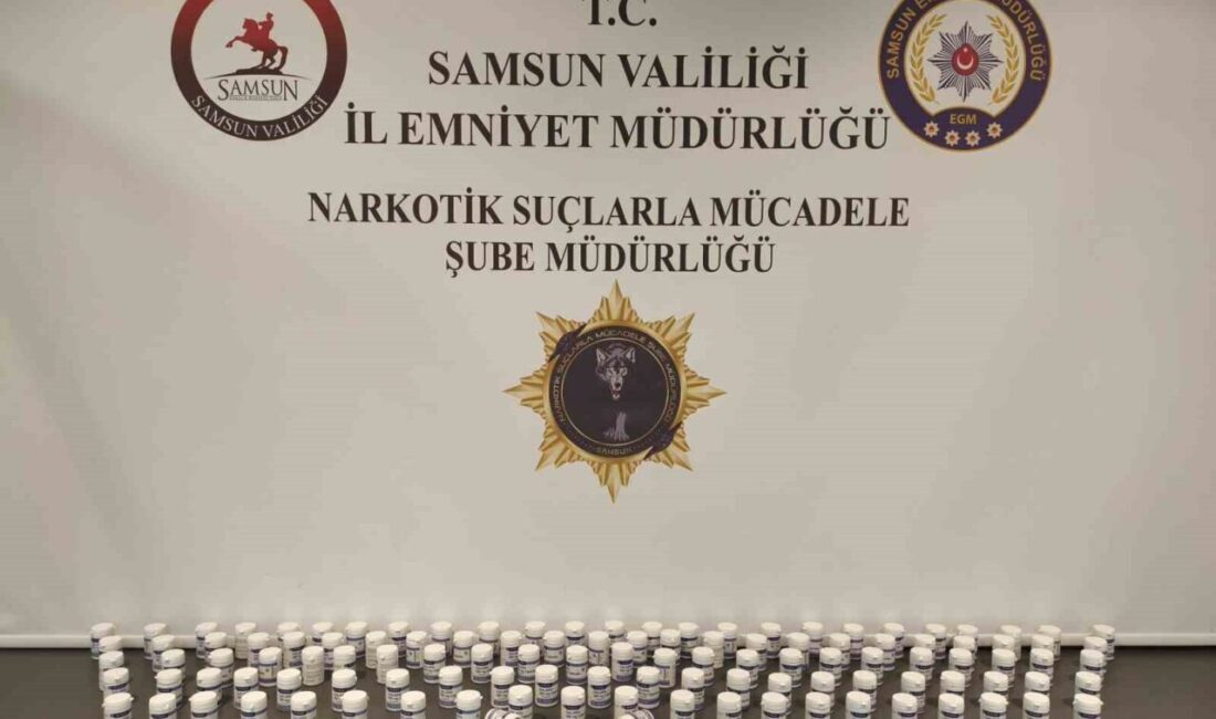 Samsun’da narkotik polisinin düzenlediği operasyonda 7 bin 336 adet sentetik