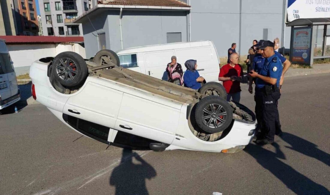 Samsun’da takla stan otomobilin sürücüsü yaralandı. Kaza, Canik ilçesi Yeni