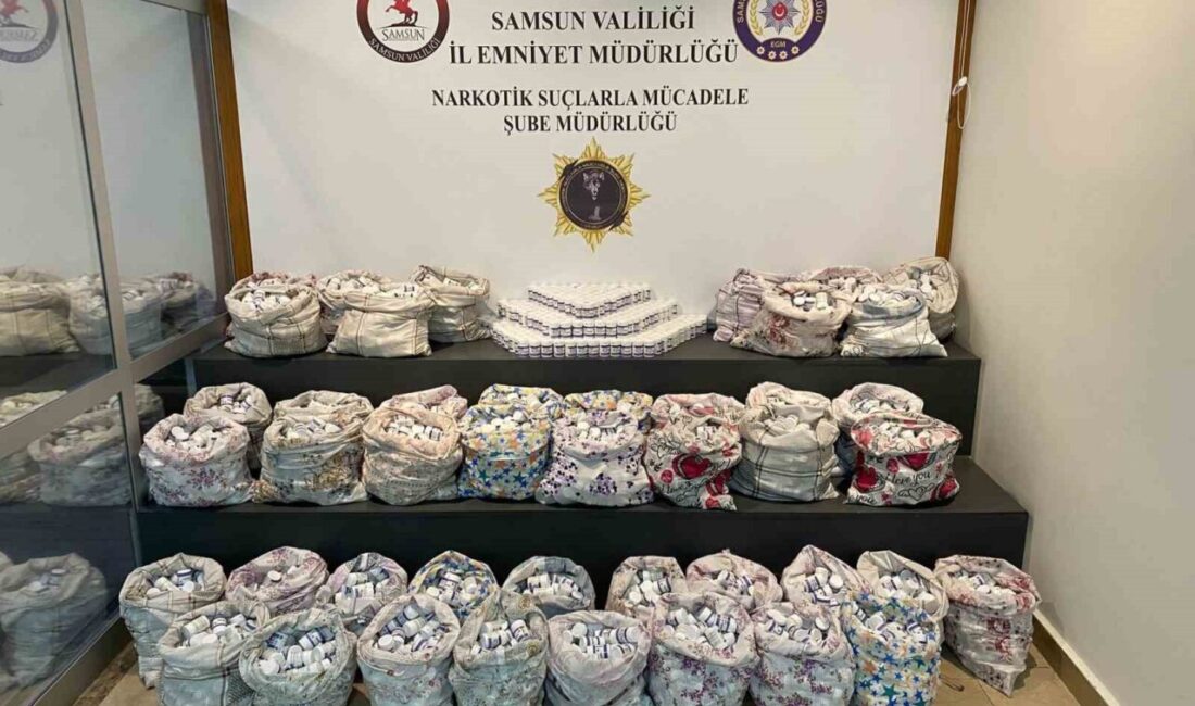 Samsun’da bir araçta arama yapan narkotik polisi, yastık kılıfları içine