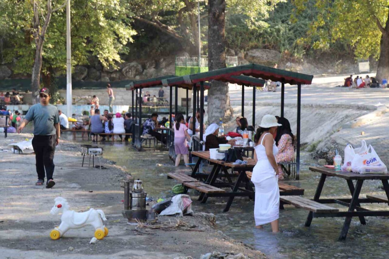 Mevsim normallerinin üzerinde seyreden hava sıcaklıklarından bunalan Denizlililer mesire alanlarına