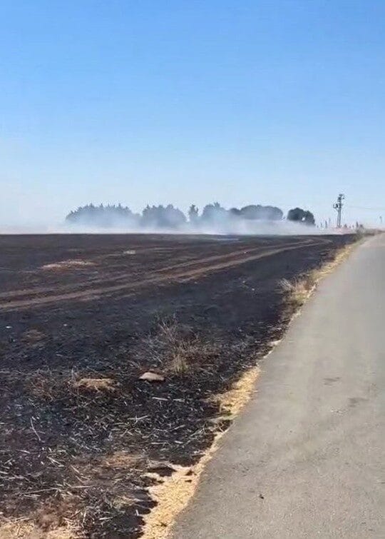 Silivri Gümüşyaka Mahallesi’nde çıkan anız yangınına vatandaşlar, traktörleri ve ellerine