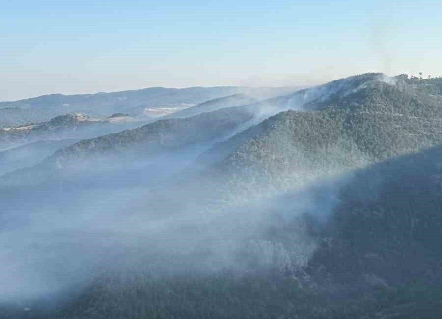 Balıkesir’in Sındırgı ilçesinde dağlık alanda dün başlayan ve gece de