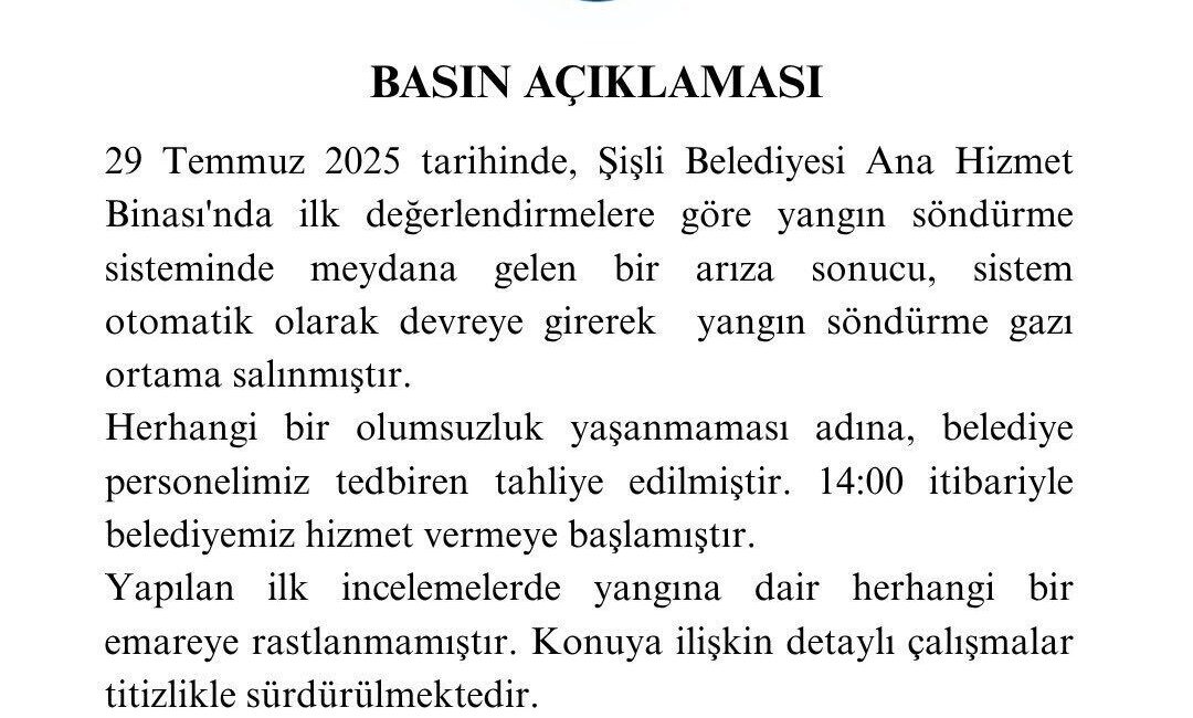İstanbul Şişli Kaymakamlığı Tapu Müdürlüğü’nün arşiv bölümünde çıkan yangınla ilgili