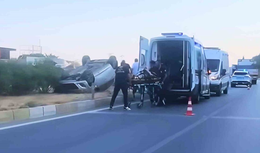 Argavlı-Sazlı yolunda meydana gelen kazada otomobil takla atarak refüje çıkarken,