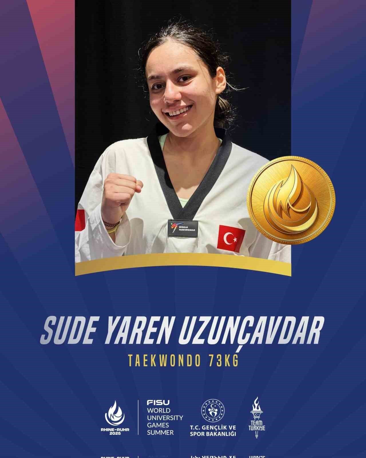 Milli Taekwondocu Sude Yaren Uzunçavdar, 2025 Dünya Üniversite Yaz Oyunları’nda