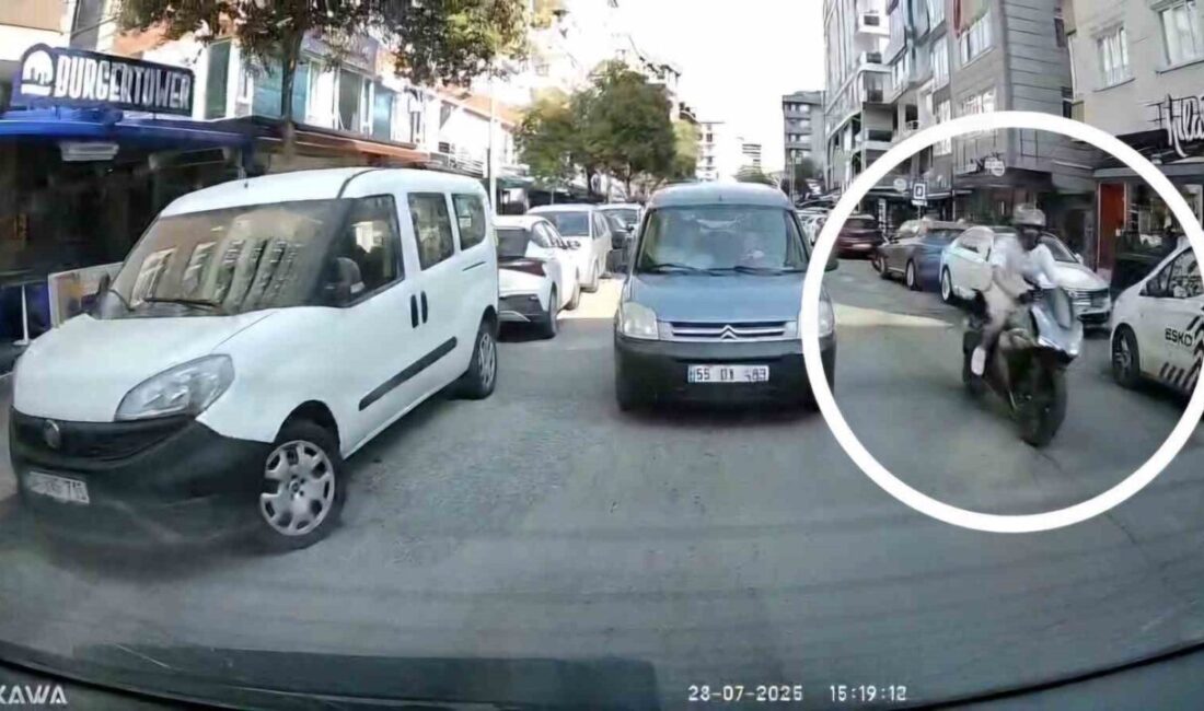 Samsun’da motosikletin devrilmesi sonucu bir kişi yaralanırken, kaza anı araç