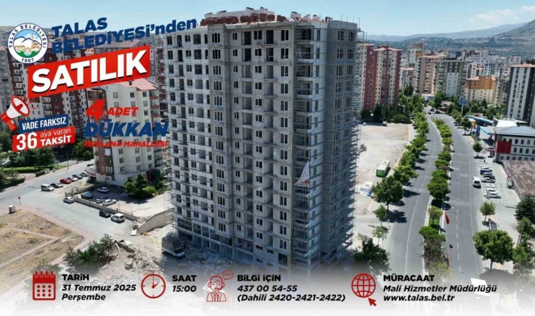 Talas Belediyesi; ilçedeki mülkiyeti belediye ait taşınmazlarını değerlendirmek amacıyla satış