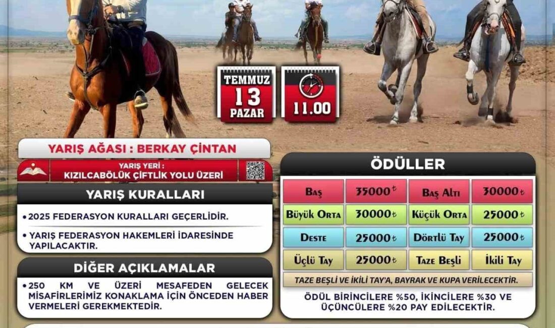 Tavas Belediyesi tarafından Kızılcabölük Rahvan At Yarışları düzenlenecek. Hafta sonu