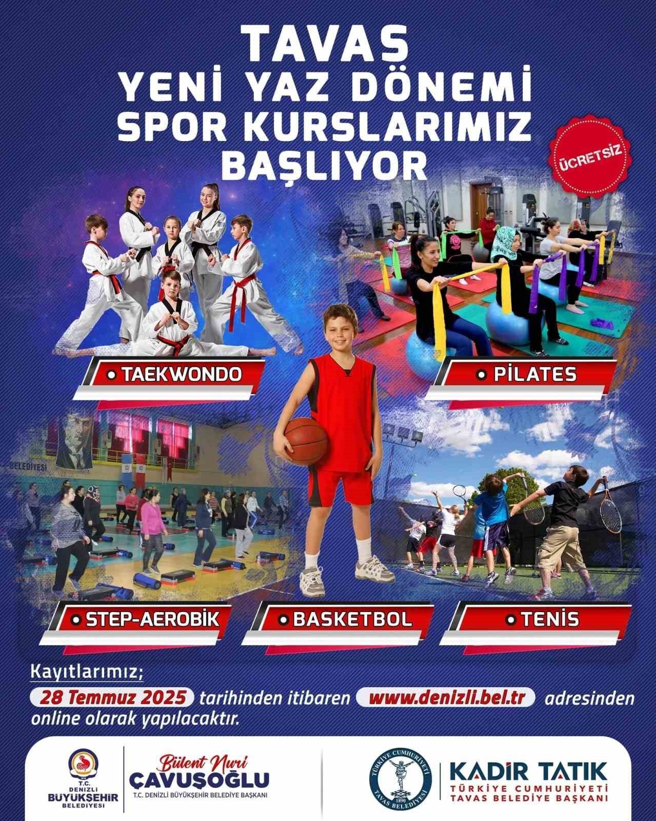 Tavas Belediyesi tarafından düzenlene Yaz Spor Kurs kayıtları başladı. Kurslarda