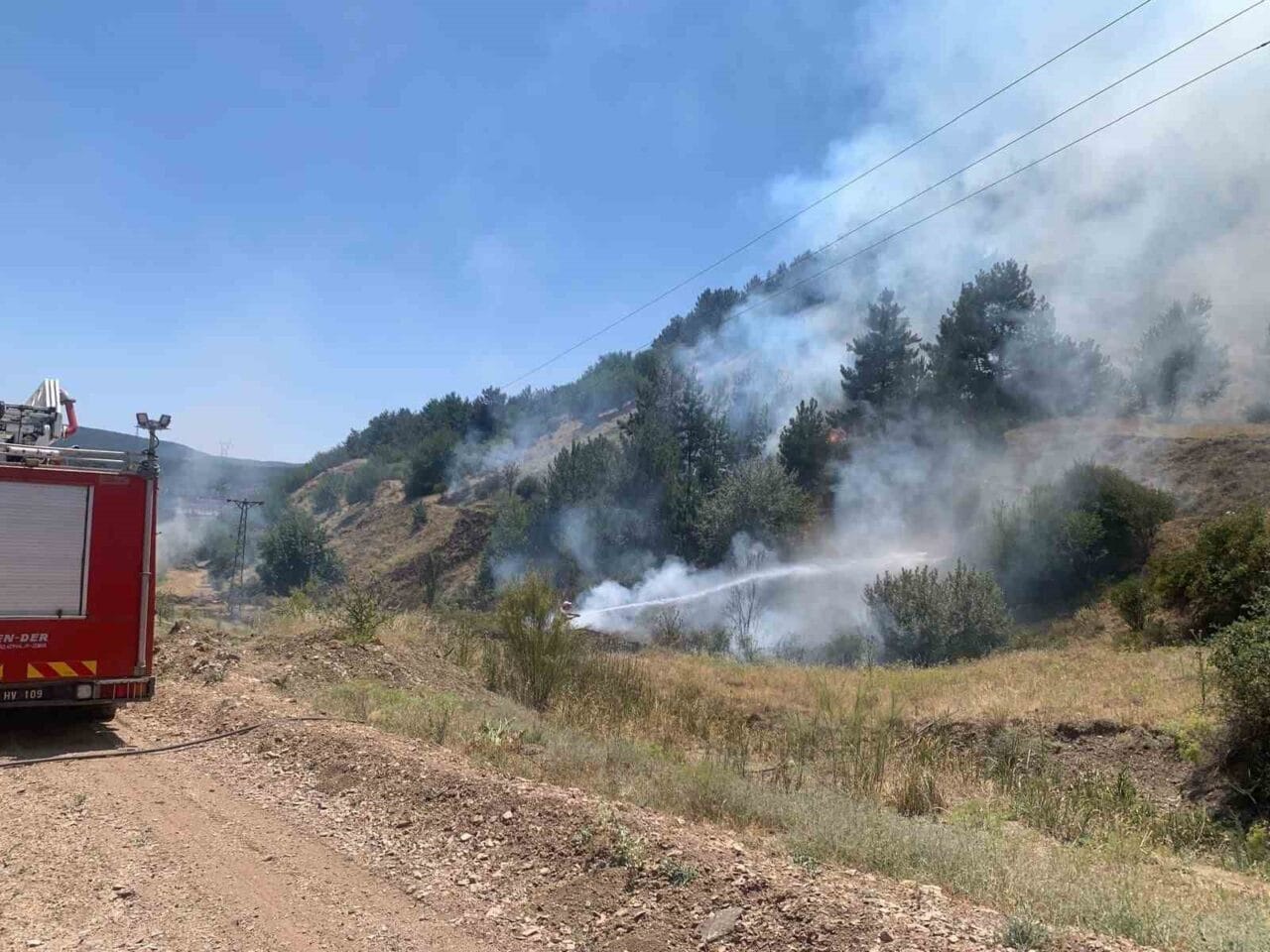 Kütahya’nın Tavşanlı ilçesine bağlı Tunçbilek beldesi Gürağaç mahallesi yakınlarında çıkan