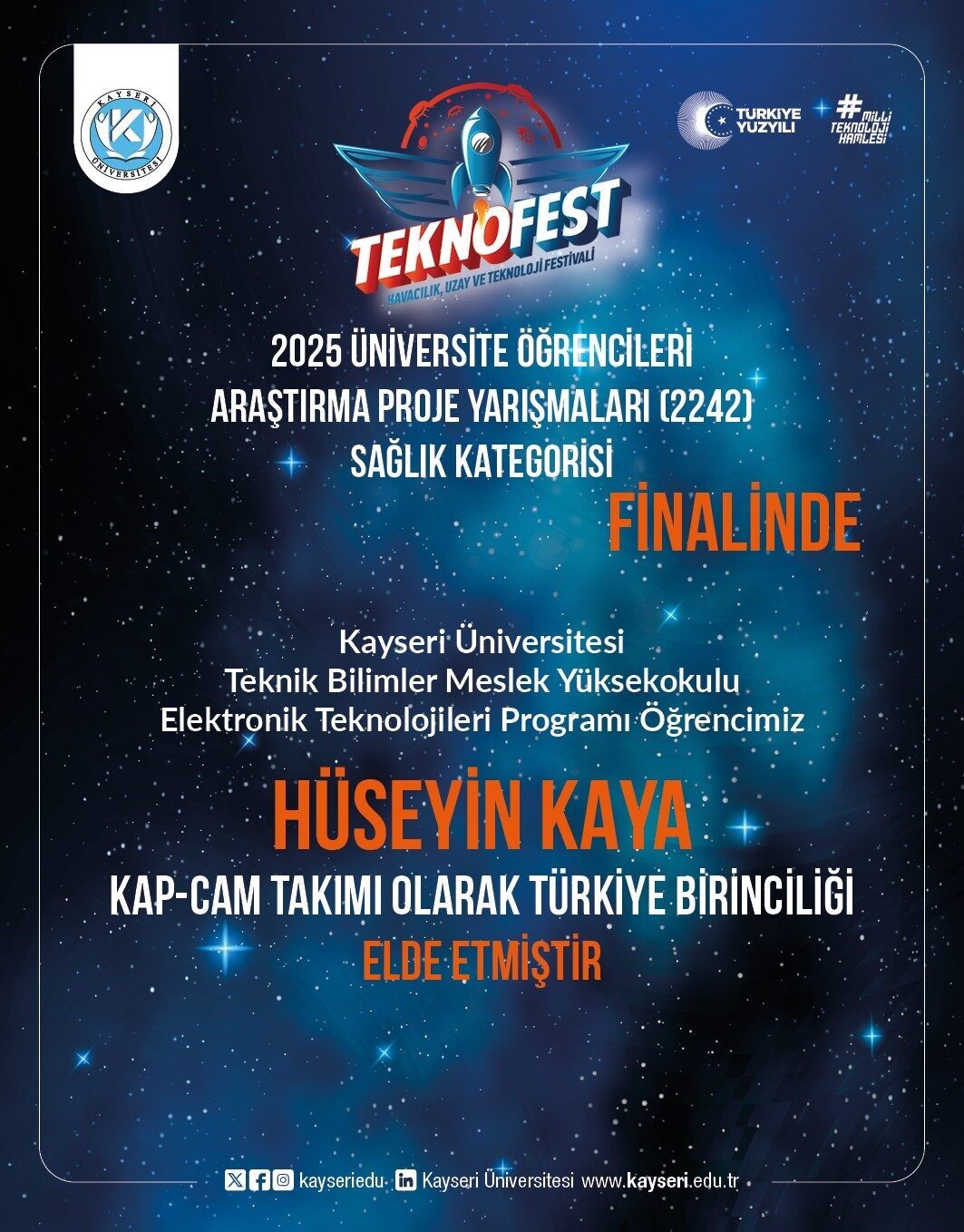 Kayseri Üniversitesi Teknik Bilimler Meslek Yüksekokulu Elektronik Teknolojisi Programı öğrencilerinden
