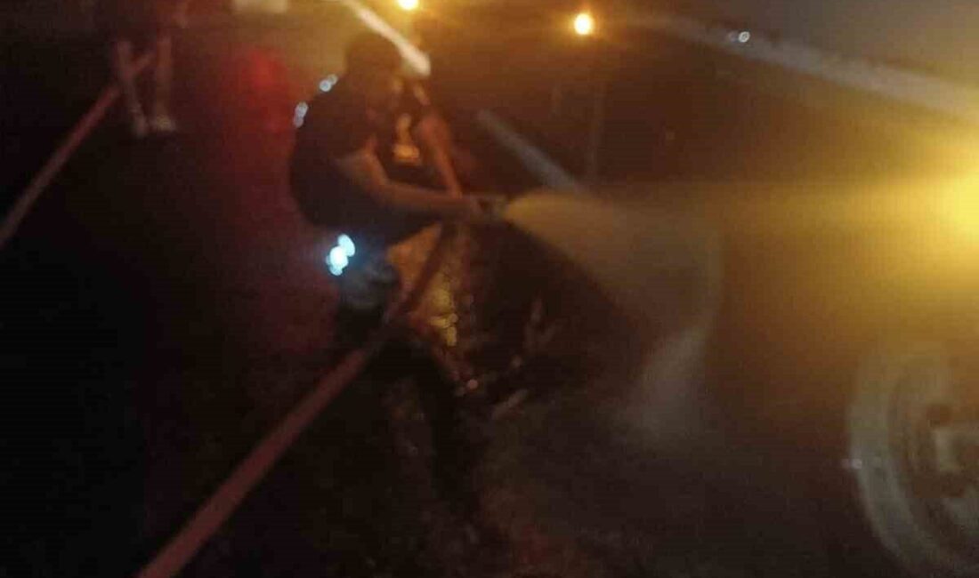 Van’ın Erciş ilçesinde bir tırın lastiklerinden duman çıkması üzerine itfaiye