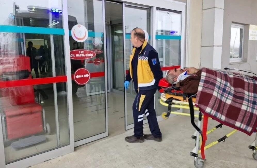 Çorum’un Alaca ilçesinde, evinin bahçesindeki otları tırpanla biçen 68 yaşındaki