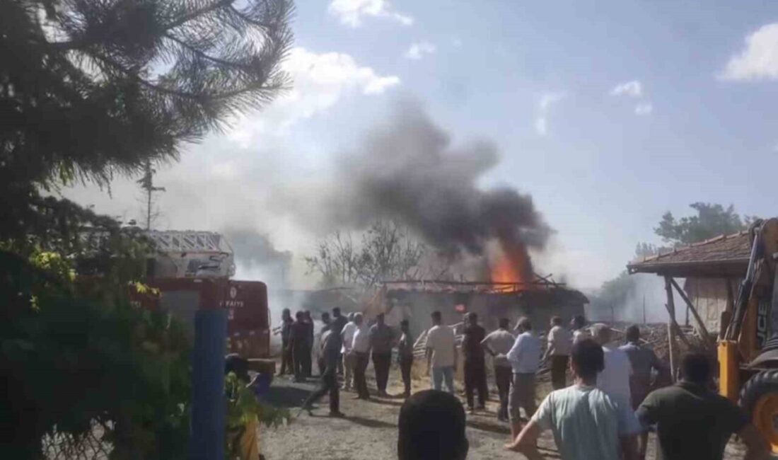 Tokat’ın Pazar ilçesinde çıkan yangında 1 ev ile 2 ahır