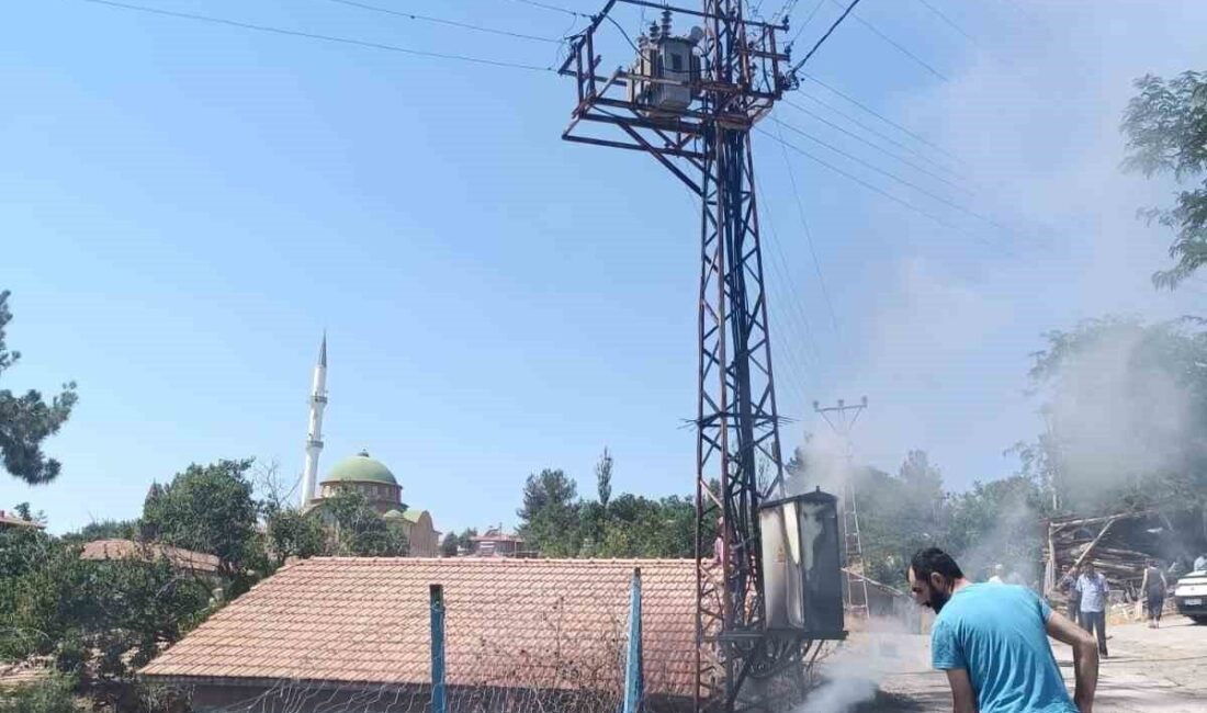 Çorum’un Osmancık ilçesinde trafoda çıkan ve otlara sıçrayan yangın itfaiye