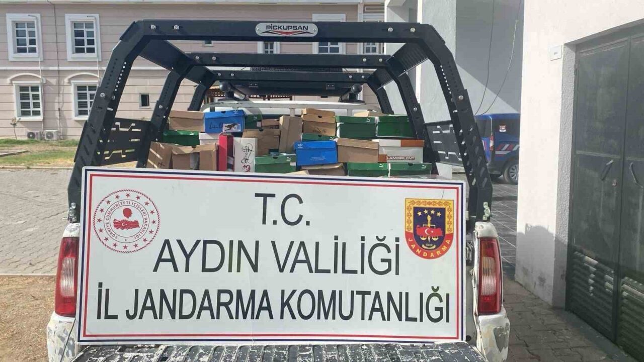 Ünlü spor ayakkabısı markalarının taklitlerini satmak amacıyla İzmir’den Aydın’ın Germencik