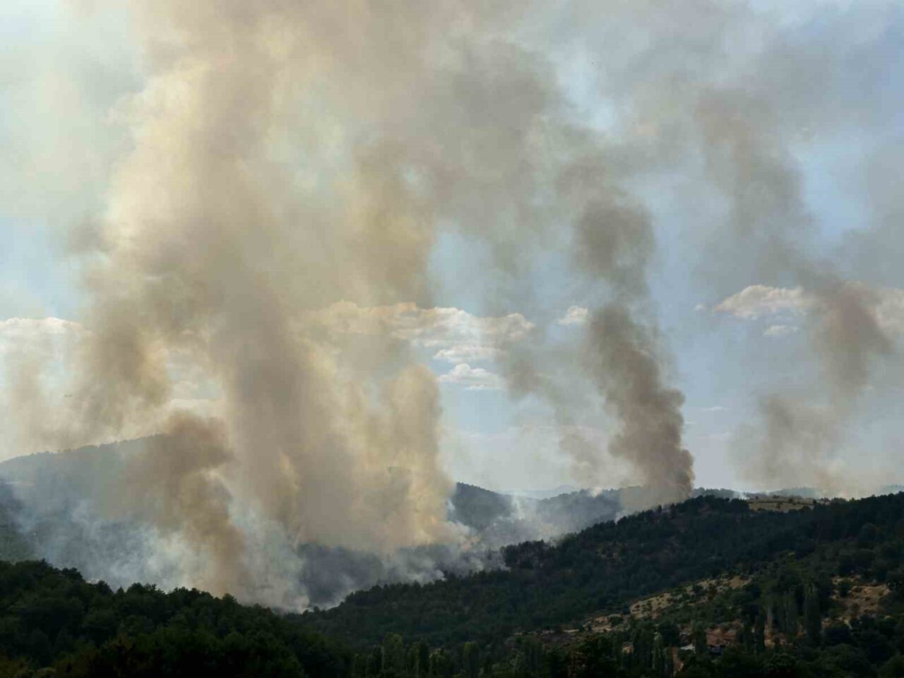 Uşak’taki orman yangınına havadan ve karadan müdahale devam ediyor. Uşak