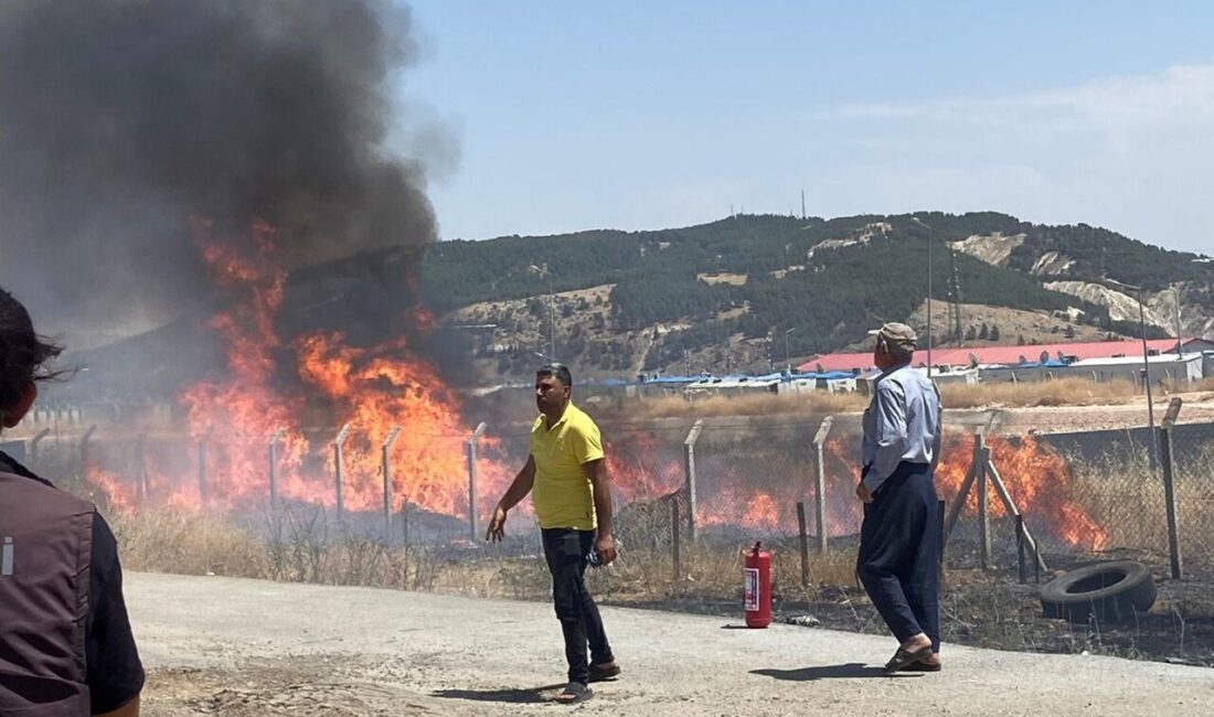 Adıyaman’da, vatandaşların anız yangınına erken müdahalesi sayesinde konteyner kent yanmaktan