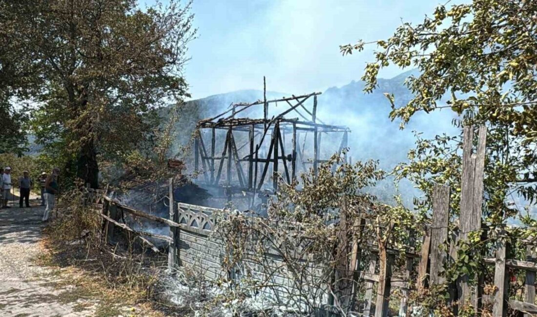 Düzce’de vatandaşların bahçede yaktığı anızlardan sıçrayan alevler iki katlı evin