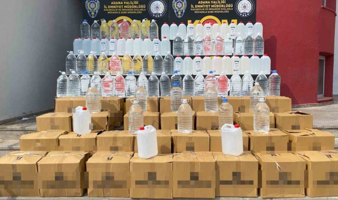 Adana’da kaçakçılık operasyonunda 2 ton kaçak etil alkol ele geçirildi,