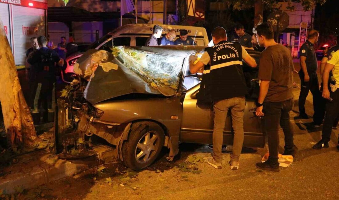 Denizli’de sürücüsünün direksiyon hakimiyetini kaybetmesi sonucu otomobil yol kenarındaki ağaca