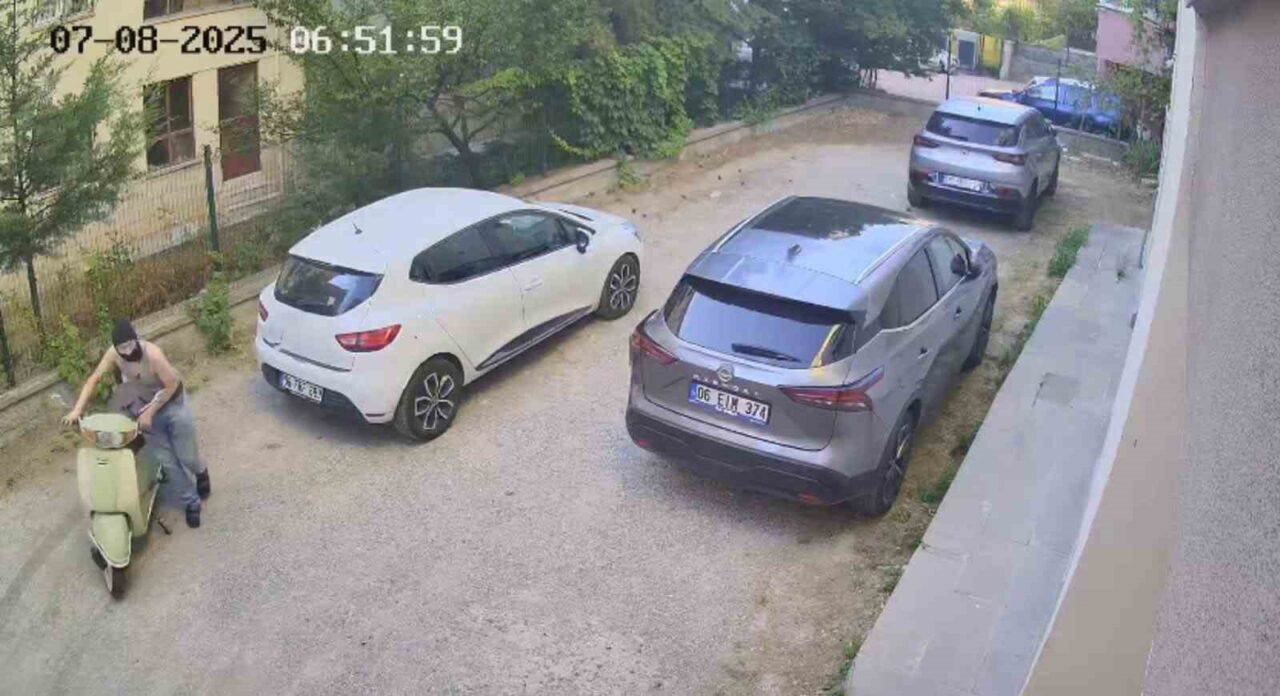 Ankara’nın çankaya ilçesinde kar maskeli bir kişi park halinde kilitli