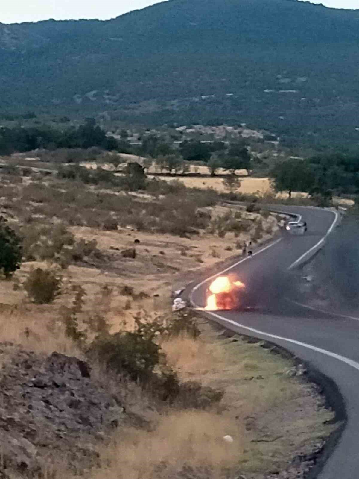 Ankara’nın Güdül ilçesinde seyir halindeki otomobilde çıkan yangın tarlaya sıçradı.