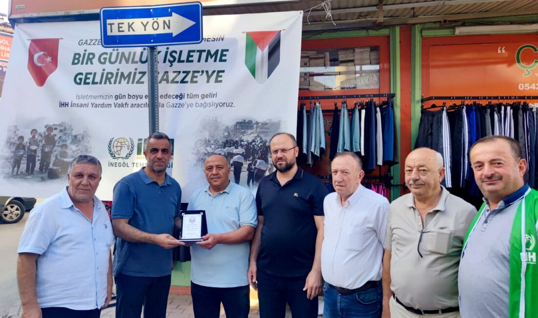 İsrail zulmünün şiddeti altında yardım bekleyen Gazzeli Müslümanlar için İnegöl’deki