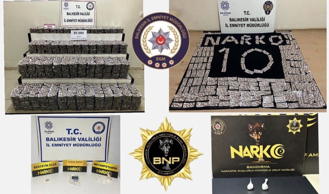 Balıkesir İl Emniyet Müdürlüğü Narkotik Suçlarla Mücadele Şube Müdürlüğü koordinesinde,