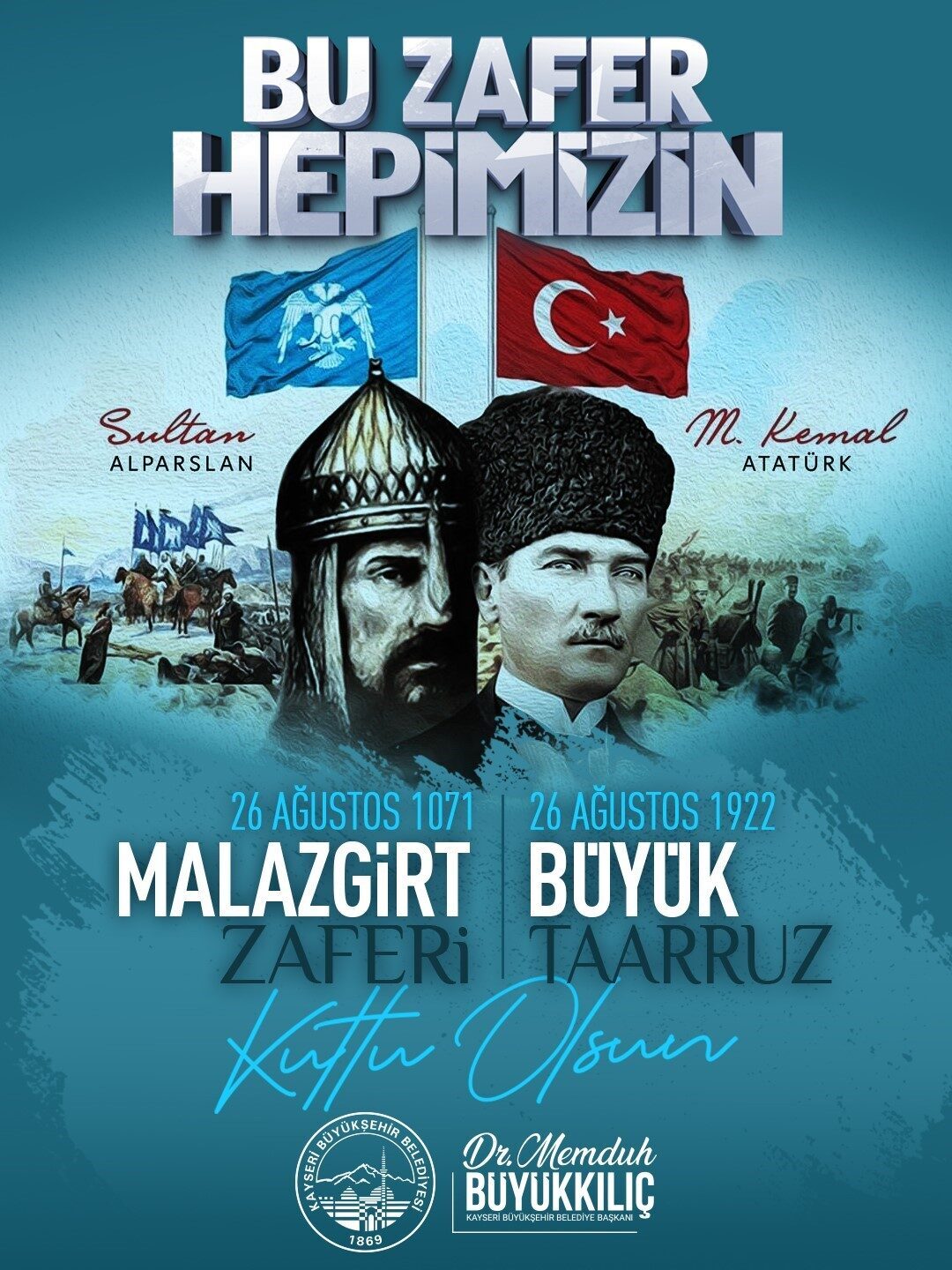 Kayseri Büyükşehir Belediye Başkanı Dr. Memduh Büyükkılıç; 26 Ağustos Malazgirt