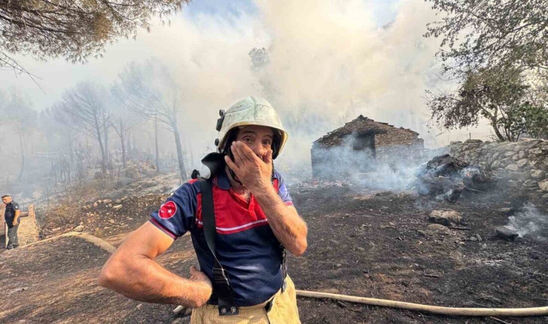 İzmir’in Bergama ilçesinde çıkan orman yangını, şiddetli rüzgarın etkisiyle yerleşim