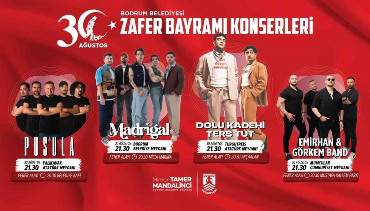 30 Ağustos Zafer Bayramı’nın 103. yılı dolayısıyla Bodrum’un dört ayrı