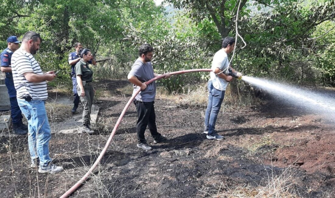 Bolu’da otluk alanda çıkan yangın, ekiplerin erken müdahalesiyle eve ve