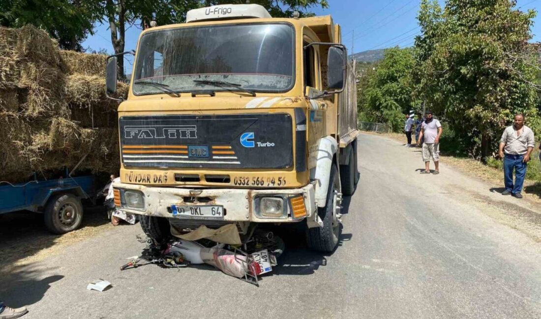 Aydın’ın Bozdoğan ilçesinde motosiklet ve kamyonun çarpışması sonucu meydana gelen