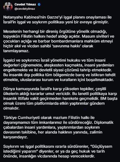 Cumhurbaşkanı Yardımcısı Cevdet Yılmaz, “BM başta olmak üzere tüm platformlarda