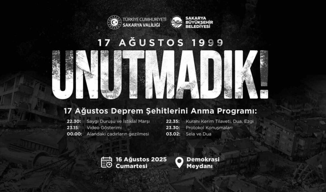 Sakarya Büyükşehir Belediyesi tarafından 17 Ağustos 1999 depreminin 26. yıldönümünde