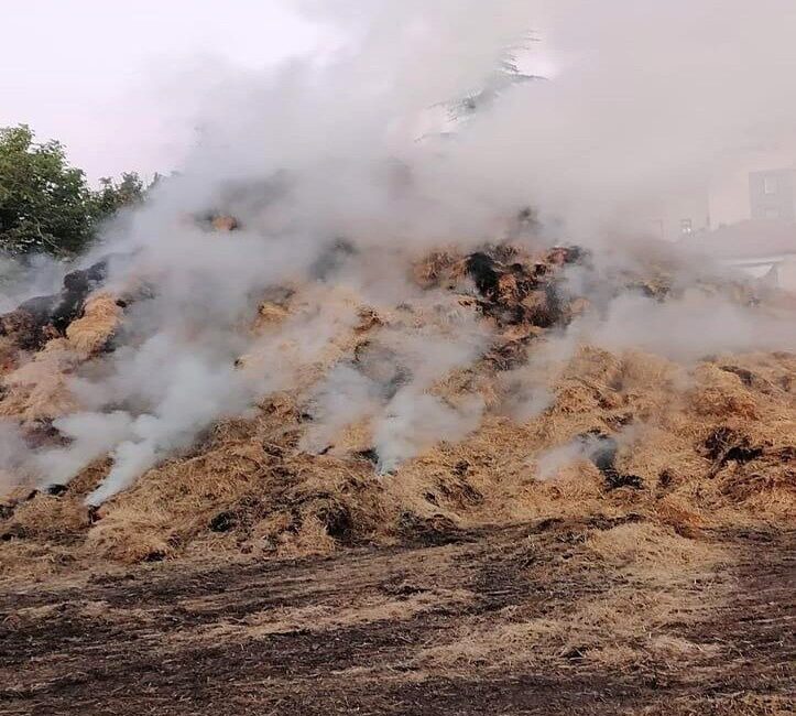 Konya’nın Ereğli ilçesinde çıkan saman balyası yangını itfaiye ekiplerinin müdahalesiyle