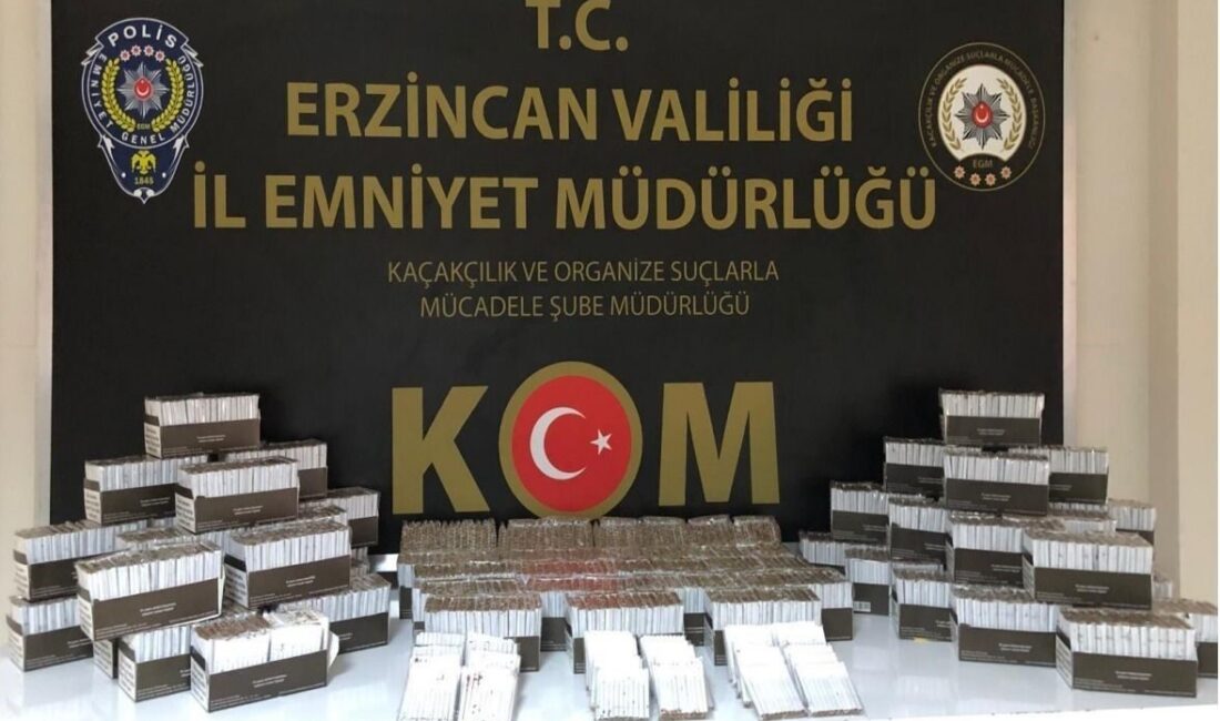 Erzincan’da 990 paket içi tütün doldurulmuş makaron ele geçirildi. 1
