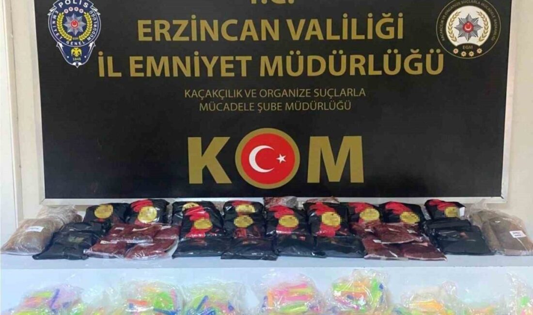 Erzincan’da 39 kilo menşei belirsiz kaçak nargile tütünü ile 640
